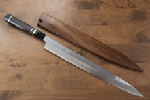  Yu Kurosaki Blue Steel No.2 Mirrored Finish Yanagiba Japanese Knife 330mm Ebony with Double Water Buffalo Ring Handle with Sheath - Seisuke Knife