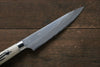 Takeshi Saji Blue Super Migaki Finished Damascus Petty-Utility Japanese Knife 135mm White Cow Bone Handle - Seisuke Knife