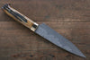 Takeshi Saji VG10 Black Damascus Petty-Utility Japanese Knife 150mm Brown Cow Bone Handle - Seisuke Knife