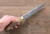 Takeshi Saji VG10 Black Damascus Petty-Utility Japanese Knife 150mm Brown Cow Bone Handle - Seisuke Knife