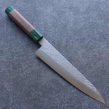  Seisuke Silver Steel No.3 Hammered Gyuto 210mm Walnut(With Double Green Pakka wood) Handle - Seisuke Knife