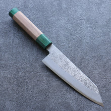  Seisuke Blue Super Hammered Bunka Japanese Knife 165mm Walnut(With Double Green Pakka wood) Handle - Seisuke Knife
