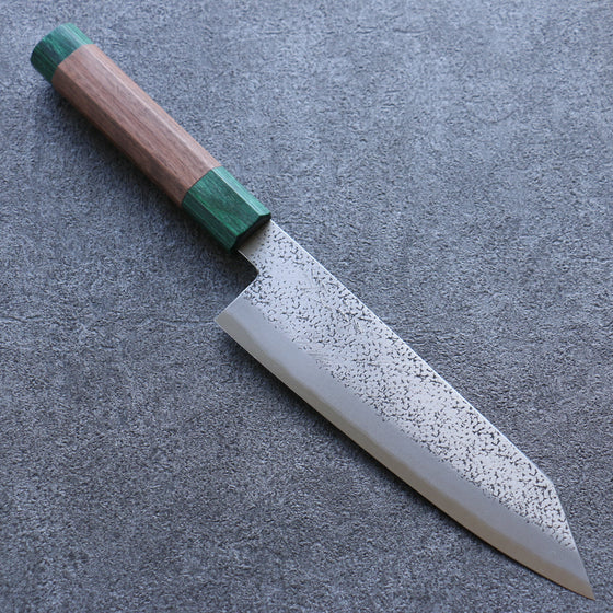 Seisuke Blue Super Hammered Bunka 185mm Walnut(With Double Green Pakka wood) Handle - Seisuke Knife