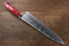 Takeshi Saji R2/SG2 Diamond Finish Damascus Gyuto Japanese Knife 240mm Red Turquoise (Nomura Style) Handle - Seisuke Knife