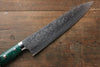 Takeshi Saji R2/SG2 Diamond Finish Damascus Gyuto 240mm Green Turquoise (Nomura Style) Handle - Seisuke Knife
