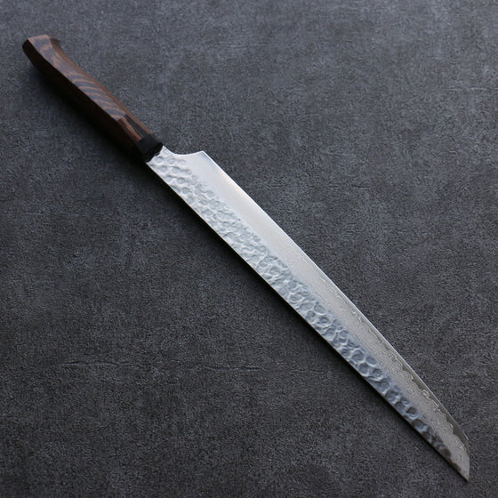 Sakai Takayuki Genbu AUS10 45 Layer Damascus Sakimaru Sujihiki 300mm Wenge Handle - Seisuke Knife