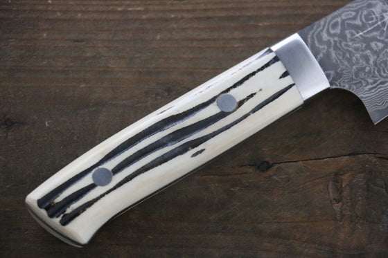 Takeshi Saji R2/SG2 Black Damascus Gyuto  180mm Cow Bone Handle - Seisuke Knife