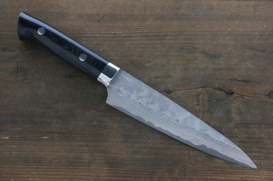 Takeshi Saji VG10 Black Damascus Petty-Utility 150mm Black Micarta Handle - Seisuke Knife