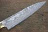 Takeshi Saji VG10 Black Damascus Gyuto 210mm Brown Cow Bone Handle - Seisuke Knife
