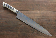  Takeshi Saji Blue Steel No.2 Colored Damascus Sujihiki 270mm White Cow Bone Handle - Seisuke Knife