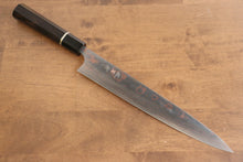  Takeshi Saji Blue Steel No.2 Colored Damascus Sujihiki 270mm Ebony with Ring Handle - Seisuke Knife