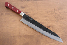  Seisuke Kurobeni Blue Super Hammered Kurouchi Gyuto  240mm Red Pakka wood Handle - Seisuke Knife
