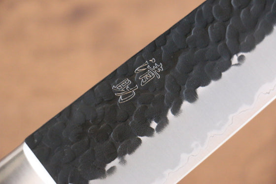 Seisuke Kurobeni Blue Super Hammered Kurouchi Gyuto 240mm Red Pakka wood Handle - Seisuke Knife