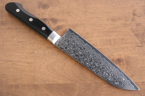 Seisuke Kagami AUS10 Mirrored Finish Damascus Santoku 170mm Black Pakkawood Handle - Seisuke Knife