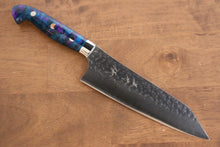  Yu Kurosaki Senko SG2 Hammered Santoku 180mm with Blue Purple Acrylic Handle - Seisuke Knife