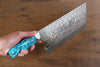 Takeshi Saji SRS13 Hammered Chinese Cleaver 225mm Turquoise Handle - Seisuke Knife