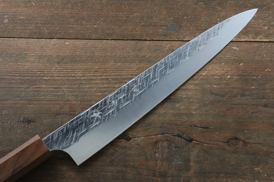 Yu Kurosaki Raijin Cobalt Special Steel Hammered Sujihiki 240mm Walnut Handle - Seisuke Knife
