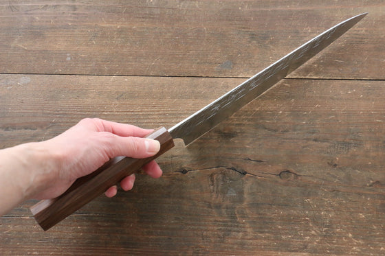 Yu Kurosaki Raijin Cobalt Special Steel Hammered Sujihiki Japanese Knife 240mm Walnut Handle - Seisuke Knife