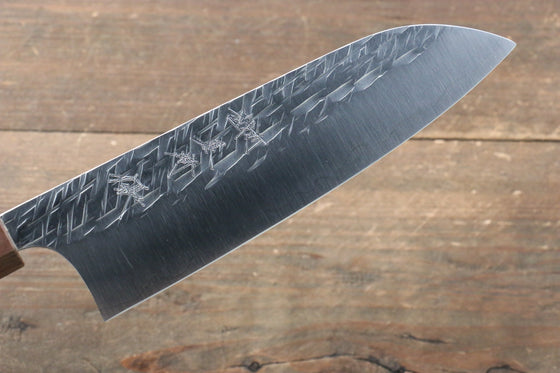 Yu Kurosaki Raijin Cobalt Special Steel Hammered santoku  165mm Walnut Handle - Seisuke Knife