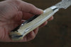 Takeshi Saji R2/SG2 Black Damascus Petty-Utility Japanese Knife 150mm Cow Bone Handle - Seisuke Knife