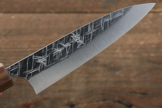Yu Kurosaki Raijin Cobalt Special Steel Hammered Petty-Utility Japanese Knife 120mm Walnut Handle - Seisuke Knife