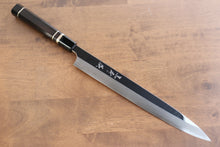  Yu Kurosaki Blue Steel No.2 Mirrored Finish Yanagiba Japanese Knife 300mm Ebony with Double Water Buffalo Ring Handle - Seisuke Knife