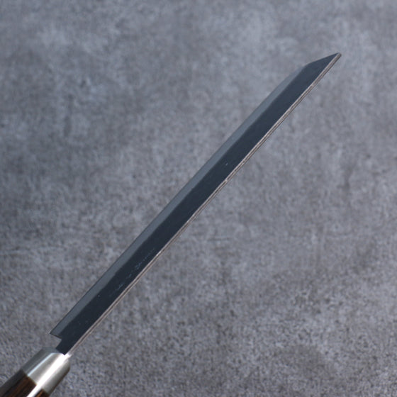 Seisuke Blue Super Black Nakiri 165mm Brown Pakka wood Handle - Seisuke Knife