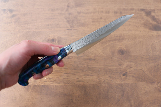 Yu Kurosaki Senko R2/SG2 Hammered Petty-Utility 150mm Blue purple Acrylic Handle - Seisuke Knife