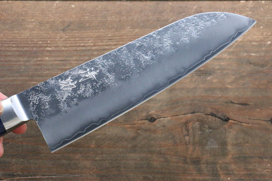 Seisuke Aonashi AUS10 3 Layer Nashiji Santoku  170mm with Blue Pakkawood Handle - Seisuke Knife