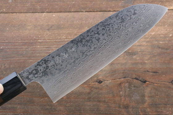 Makoto Kurosaki VG10 Damascus Santoku Japanese Knife 165mm Ebony Wood Handle - Seisuke Knife