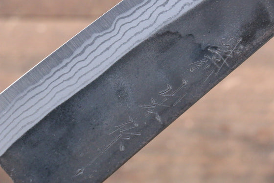 Nao Yamamoto White Steel No.2 Kurouchi Damascus Santoku 170mm with American Cherry Handle - Seisuke Knife