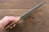 Takeshi Saji VG10 Black Damascus Santoku Japanese Knife 180mm Yellow Cow Bone Handle - Seisuke Knife