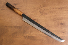  Sakai Takayuki Homura Guren Genbu Blue Steel No.2 Kurouchi Hammered Sakimaru Yanagiba  300mm Burnt Oak Handle - Seisuke Knife