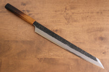  Sakai Takayuki Homura Guren Hien Blue Steel No.2 Kurouchi Hammered Kengata Yanagiba Japanese Knife 300mm Burnt Oak Handle - Seisuke Knife