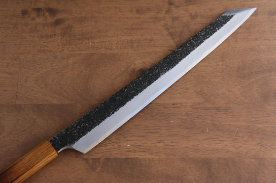 Sakai Takayuki Homura Guren Hien Blue Steel No.2 Kurouchi Hammered Kengata Yanagiba 300mm Burnt Oak Handle - Seisuke Knife
