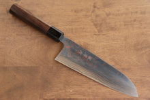  Takeshi Saji Blue Steel No.2 Colored Damascus Santoku 180mm Shitan Handle - Seisuke Knife