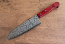  Nao Yamamoto VG10 Damascus Santoku 170mm Red Pakka wood Handle - Seisuke Knife