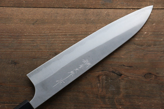 Yoshimi Kato Blue Super Clad Nashiji Gyuto Chef Knife 210mm with Black Honduras Rosewood Handle - Seisuke Knife
