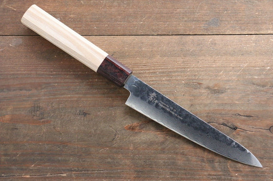 Sakai Takayuki VG10 33 Layer Damascus Petty Knife 150mm with Keyaki Handle (Japanese Elm) - Seisuke Knife