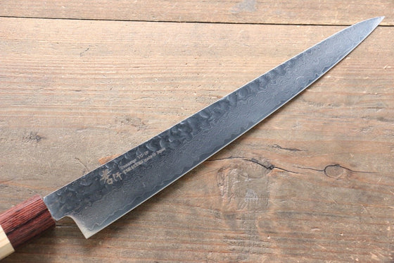 Sakai Takayuki VG10 33 Layer Damascus Sujihiki Japanese Chef Knife 240mm with Keyaki Elm Handle - Seisuke Knife