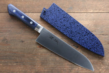  Seisuke Seiten Molybdenum Santoku 180mm Blue Pakka wood Handle with Sheath - Seisuke Knife