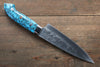 Takeshi Saji SRS13 Hammered Petty-Utility  135mm Blue Turquoise (Nomura Style) Handle - Seisuke Knife