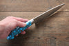 Takeshi Saji SRS13 Hammered Petty-Utility Japanese Knife 135mm Blue Turquoise (Nomura Style) Handle - Seisuke Knife
