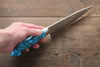 Takeshi Saji SRS13 Hammered Petty-Utility Japanese Knife 135mm Blue Turquoise (Nomura Style) Handle - Seisuke Knife