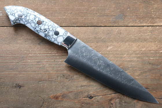 Takeshi Saji SRS13 Hammered Petty-Utility  135mm WhiteBlack Stone Handle - Seisuke Knife