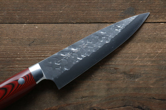 Takeshi Saji SRS13 Hammered Petty-Utility  135mm Red Micarta Handle - Seisuke Knife