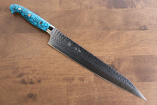  Yu Kurosaki Senko Ei SG2 Hammered Sujihiki 270mm Turquoise Handle - Seisuke Knife