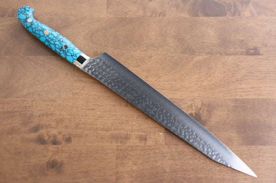 Yu Kurosaki Senko Ei SG2 Hammered Sujihiki 270mm Turquoise Handle - Seisuke Knife