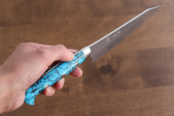 Yu Kurosaki Senko Ei R2/SG2 Hammered Petty-Utility 150mm Turquoise Handle - Seisuke Knife