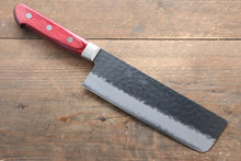  Seisuke Kurobeni Blue Super Hammered Kurouchi Nakiri  165mm Red Pakka wood Handle - Seisuke Knife